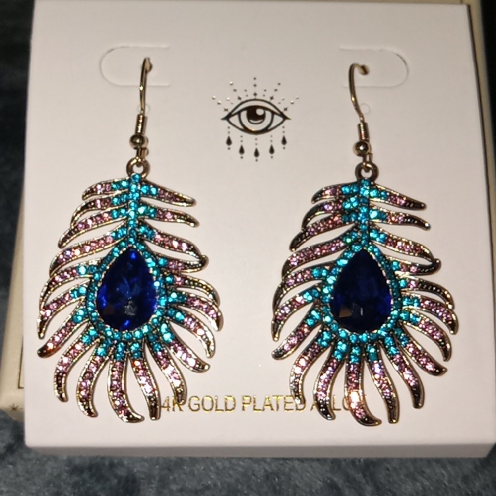 NEW in box Peacock design hook earrings